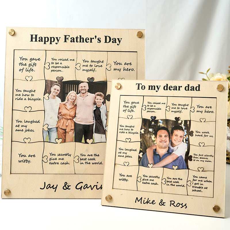12 Reasons Why I Love You Wooden Puzzle Piece Collage - Personalized Frame