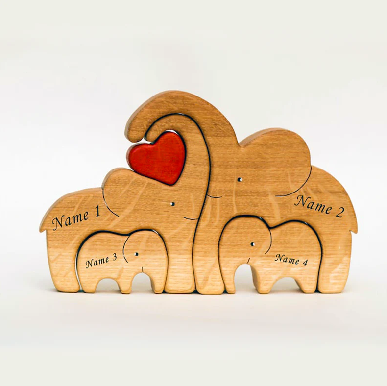 Wooden Elephant Family Puzzle