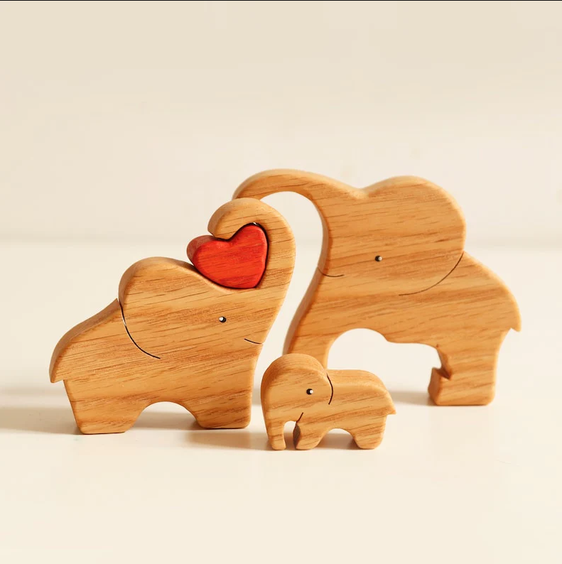 Wooden Elephant Family Puzzle