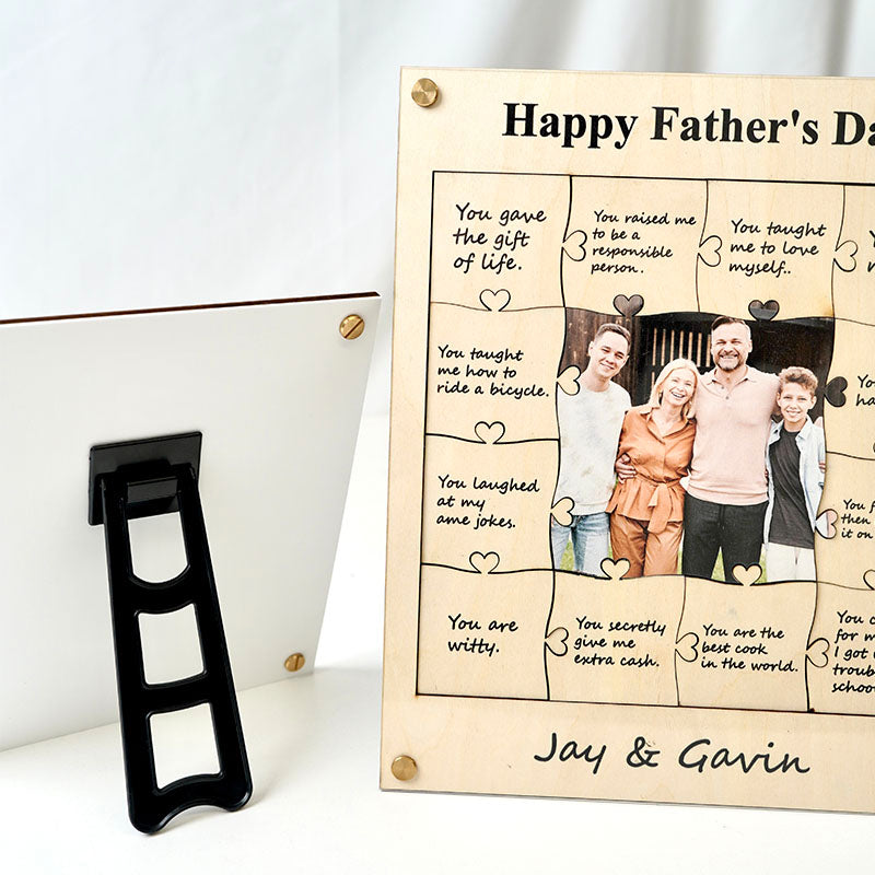 12 Reasons Why I Love You Wooden Puzzle Piece Collage - Personalized Frame