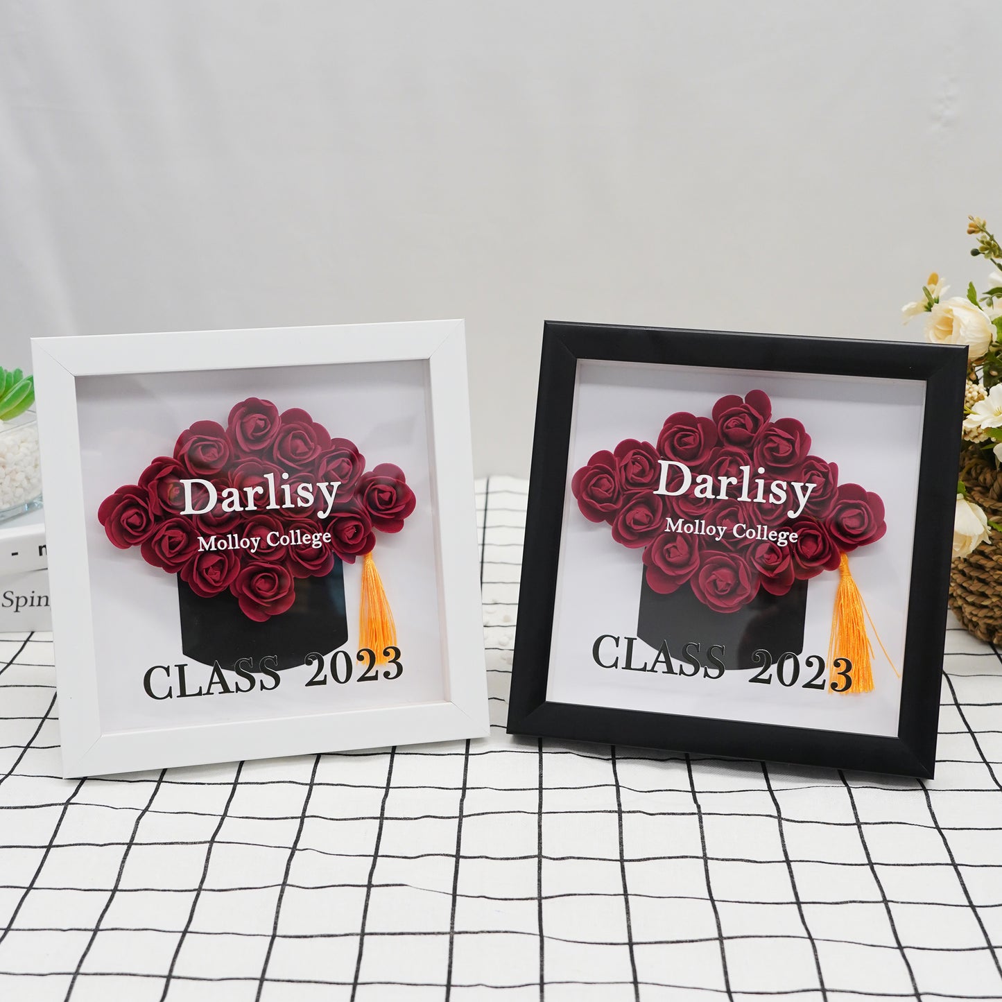 Graduation season flower shadow box