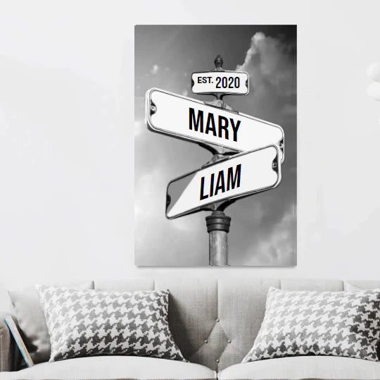 (test)Personalized Canvas Vintage Street Sign for couples