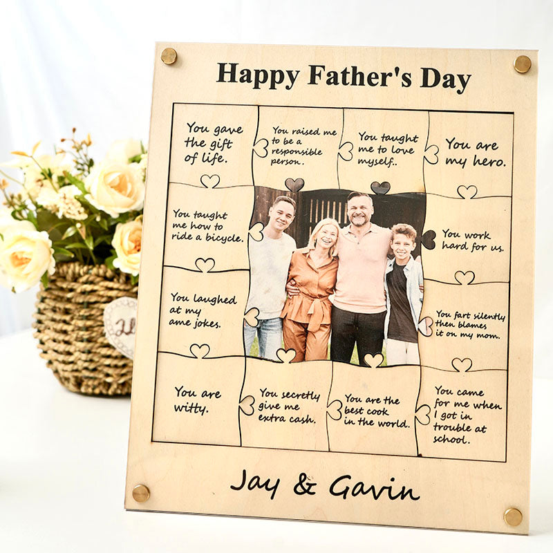 12 Reasons Why I Love You Wooden Puzzle Piece Collage - Personalized Frame