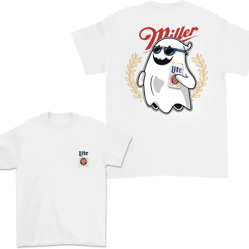 Miler Lite Ghost Halloween 2 Sided Shirt, Halloween Trendy Shirt