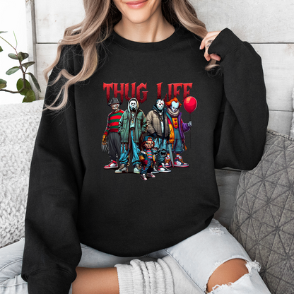 Halloween Horror Character Daily Life Sweatshirt, Horror Movie Sweatshirt