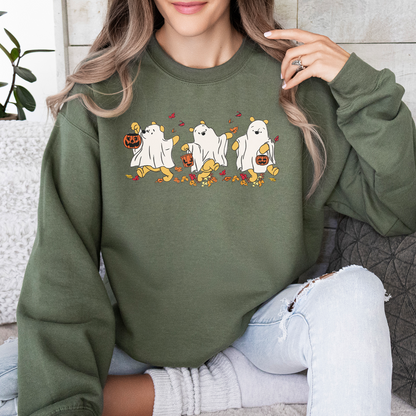 Retro Bear Ghost Halloween Sweatshirt, Cute Fall Shirt