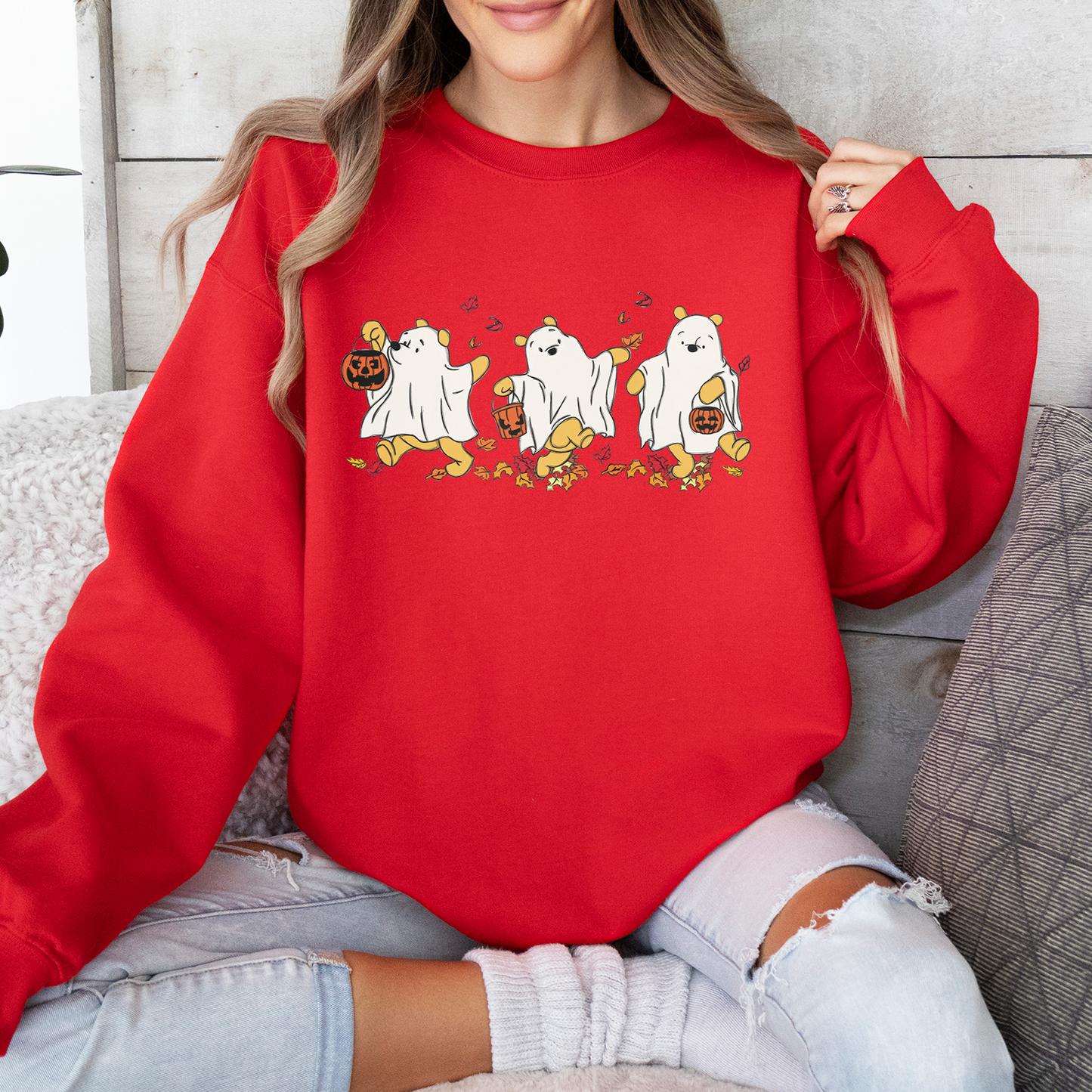 Retro Bear Ghost Halloween Sweatshirt, Cute Fall Shirt