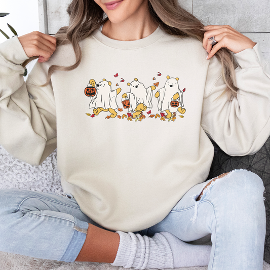 Retro Bear Ghost Halloween Sweatshirt, Cute Fall Shirt