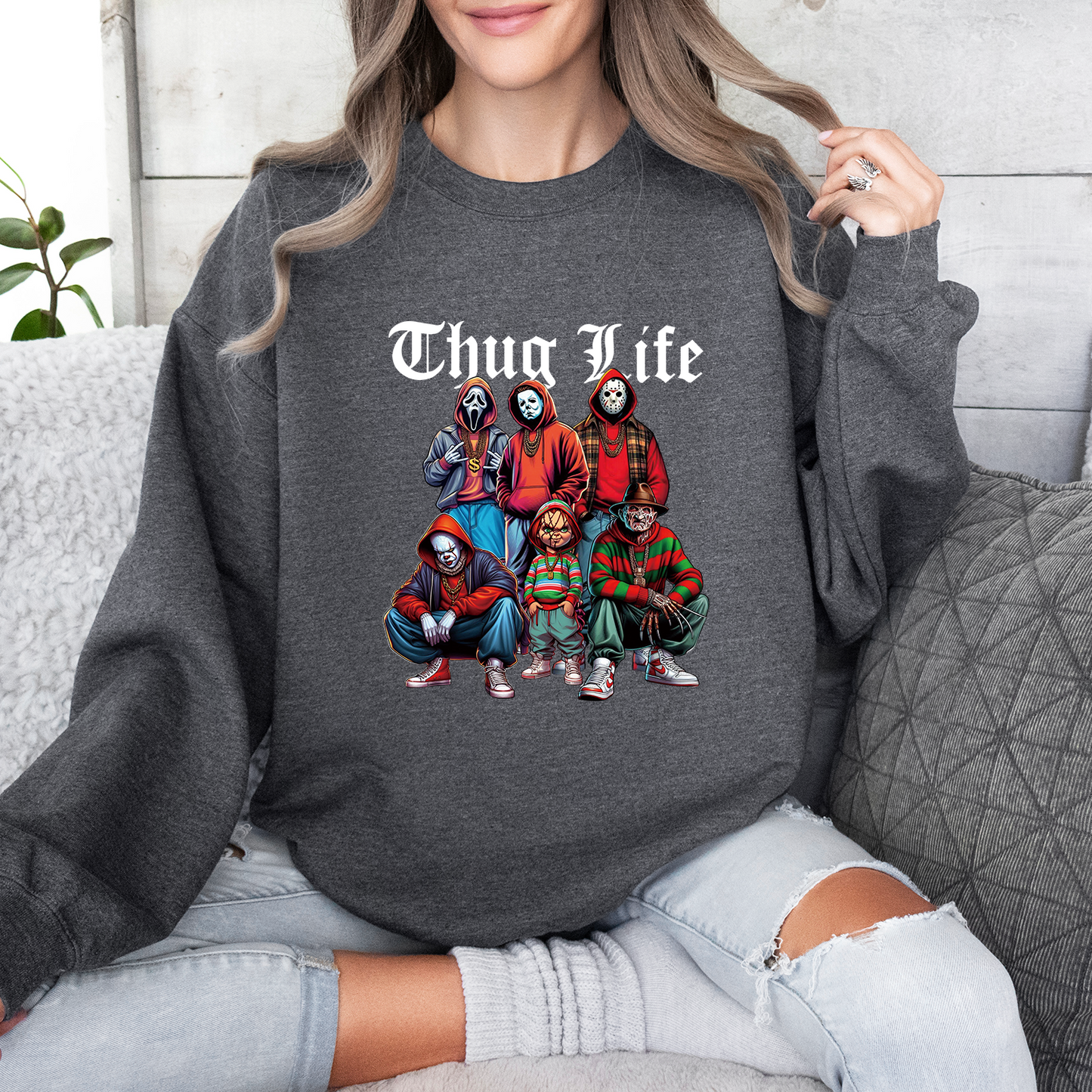 Halloween Horror Characters Thug Life Sweatshirt