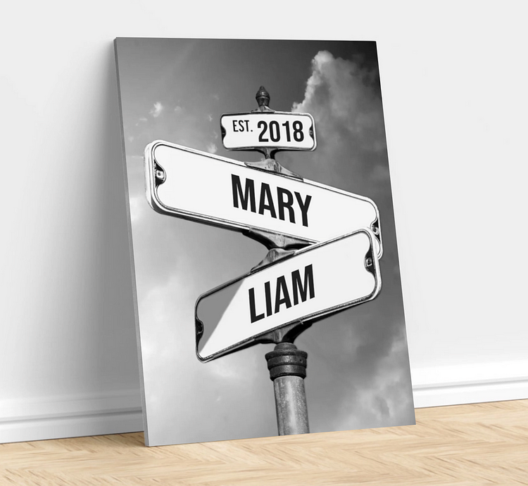Personalized Canvas Vintage Street Sign for couples