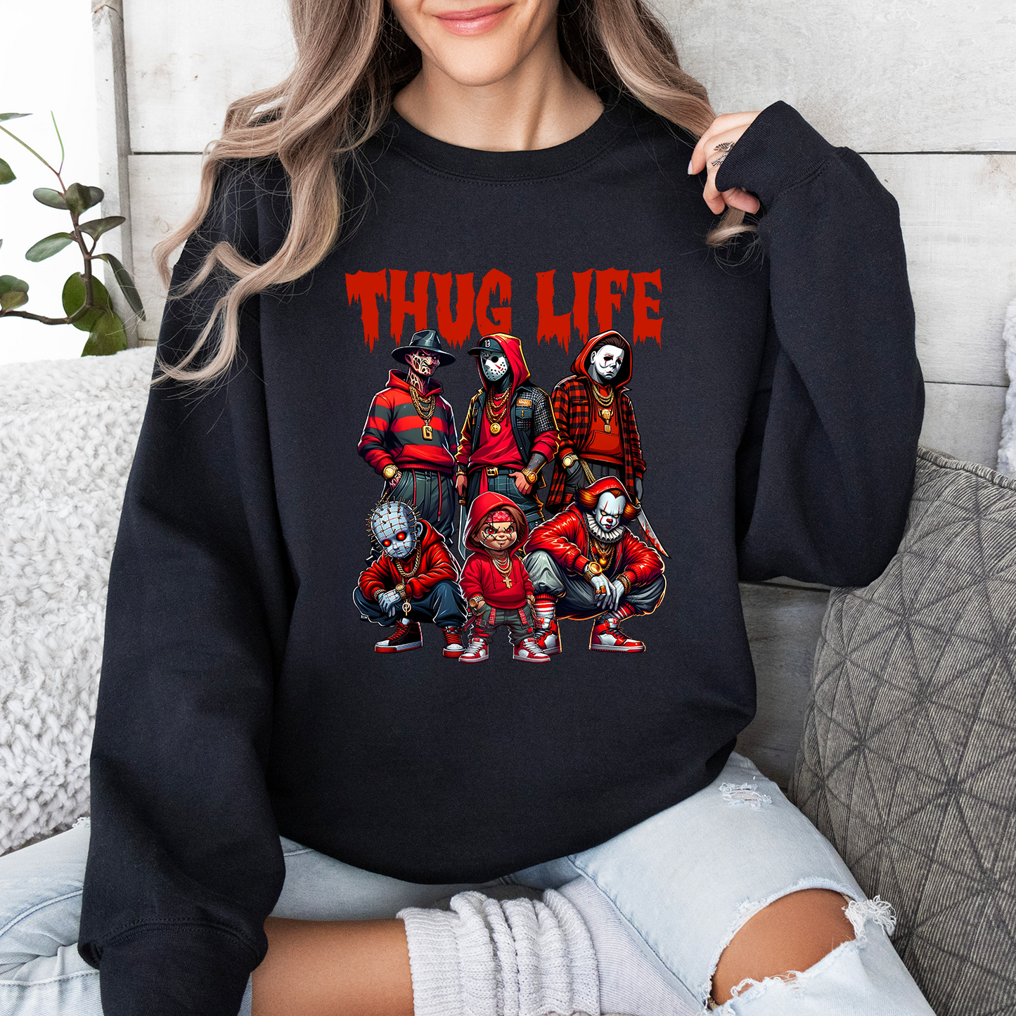 Halloween Friends Horror Characters Thug Life Sweatshirt