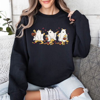 Retro Bear Ghost Halloween Sweatshirt, Cute Fall Shirt