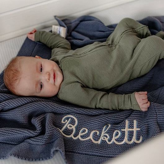 Personalized Custom Baby Blanket,Soft Breathable Cotton Knit🔥Hot Sale🔥