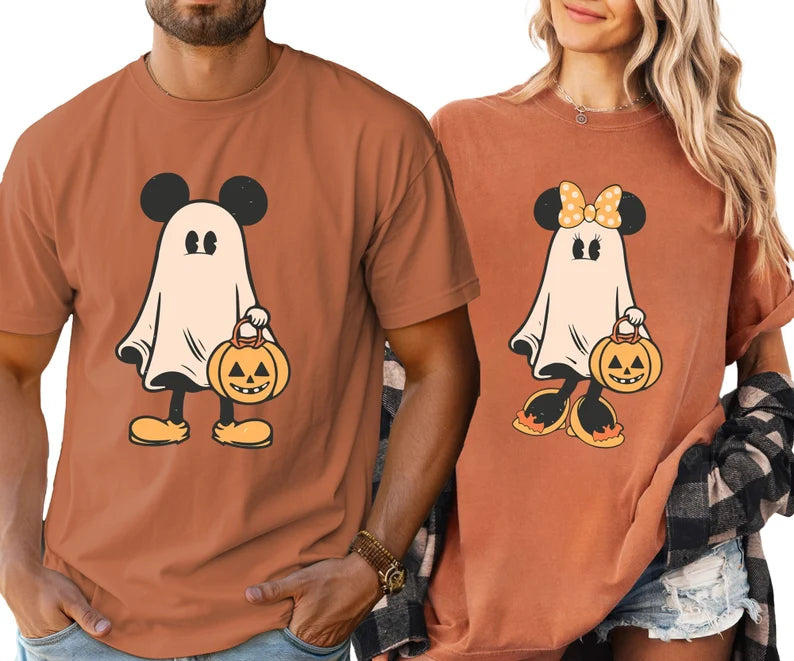 Retro Cute Mouse Halloween Couple Sweatshirt, Gift Shirts For Couple