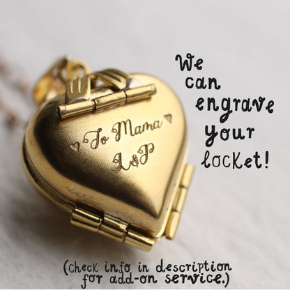 Folding Locket with Pictures Customized Engraved Heart Necklace