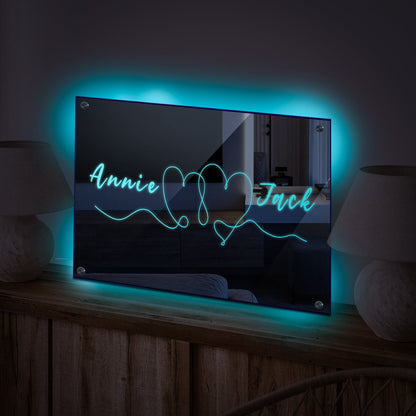 Personalized Name Mirror, Custom Mirror Neon Sign, Personalize Light up Mirror