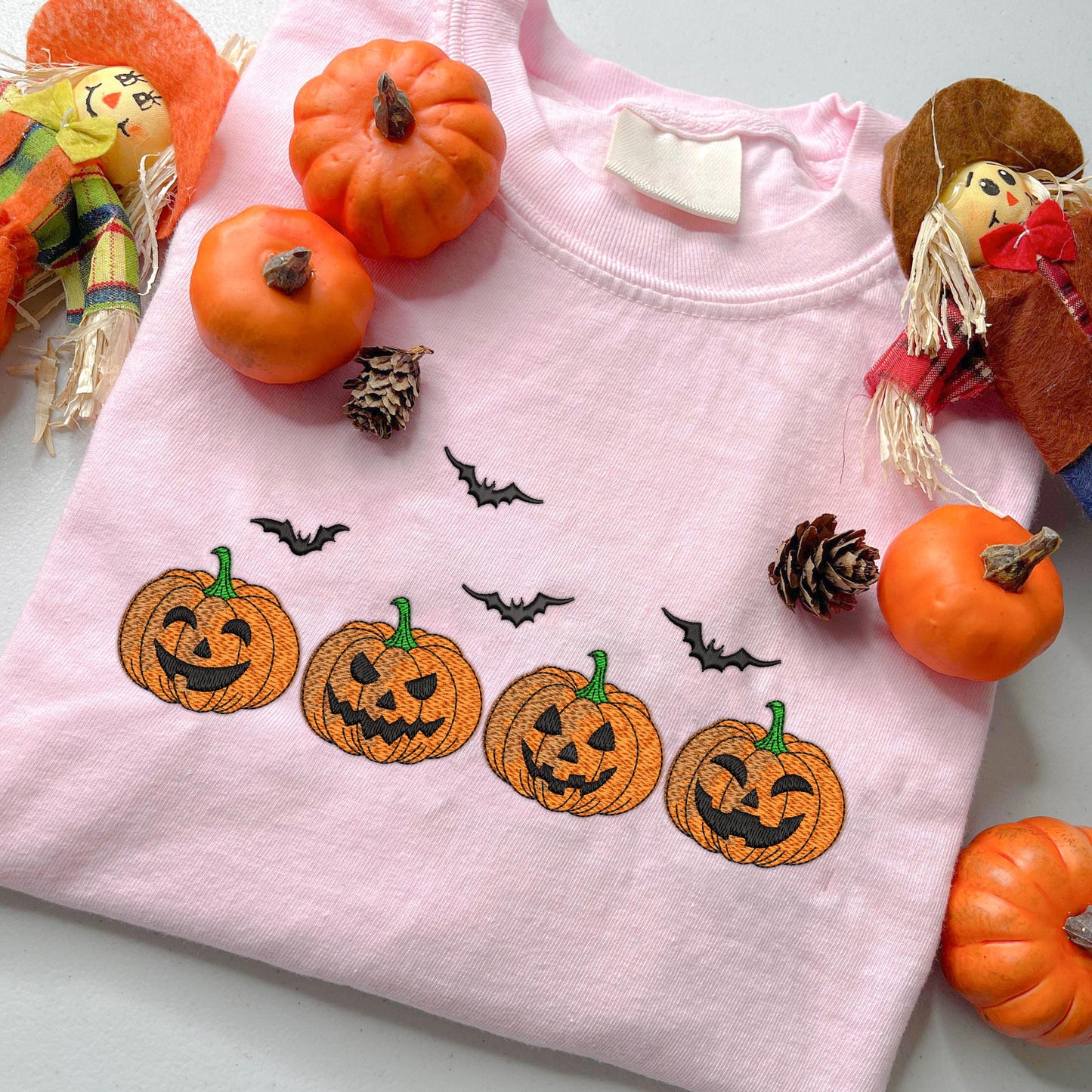 Embroidered Pumpkin Halloween Sweatshirt, Pumpkin Fall Sweater