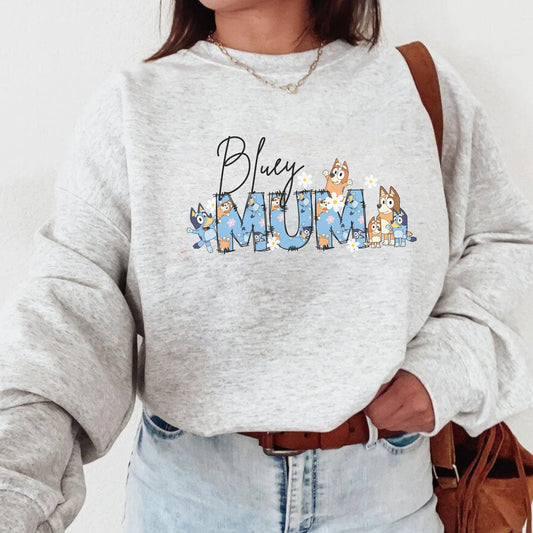 🌟50% off-PERSONALIZED MUM Bluey Sweatshirt with kids names on sleeve