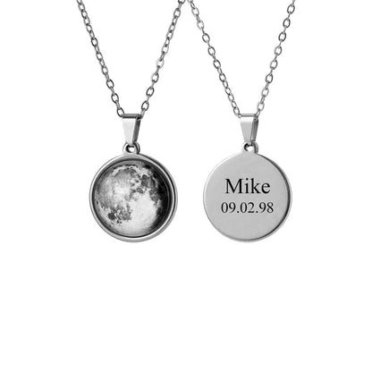Custom Moon Phase Engraved Name Necklace
