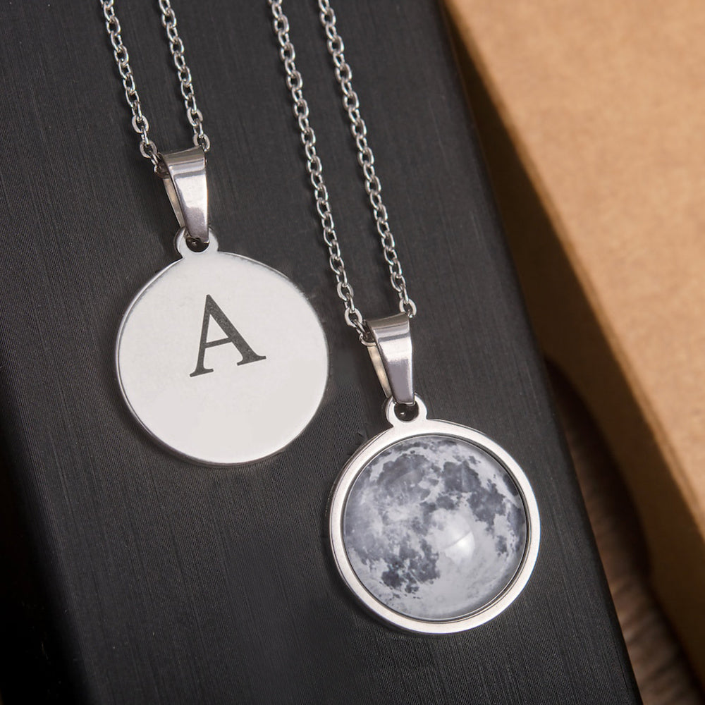 Custom Moon Phase Engraved Name Necklace