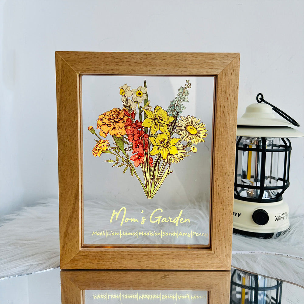 50%OFF⭐️Personalized Birth flower Bouquet Names LED Light