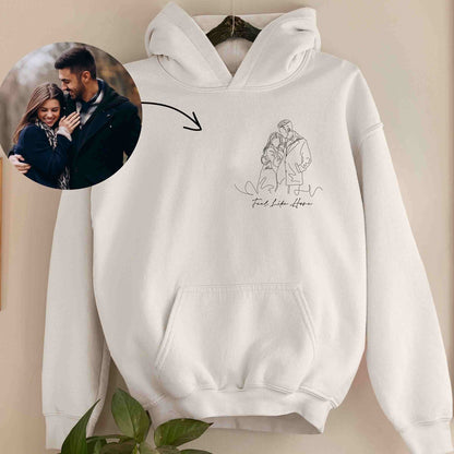 Custom Outline Photo Embroidered Hoodie