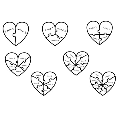 Wooden heart family puzzle