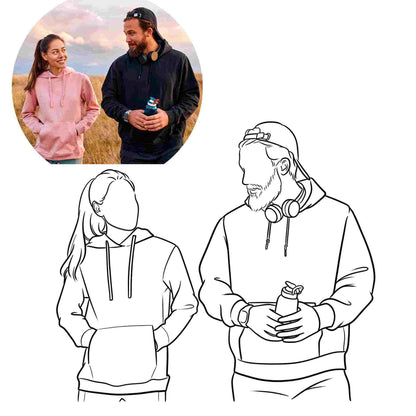Custom Outline Photo Embroidered Hoodie