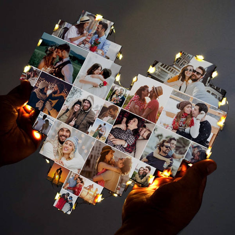 50%OFF⭐️Custom Heart Shape Photo Collage Lamp with Your Photos