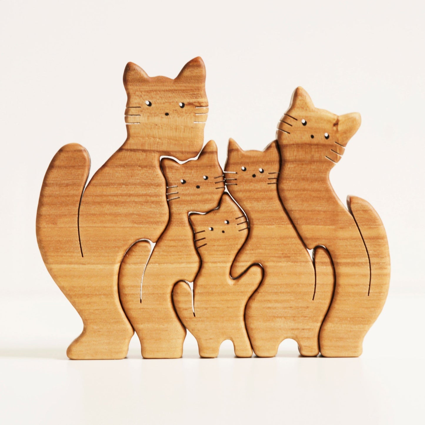 Wooden cat family puzzle