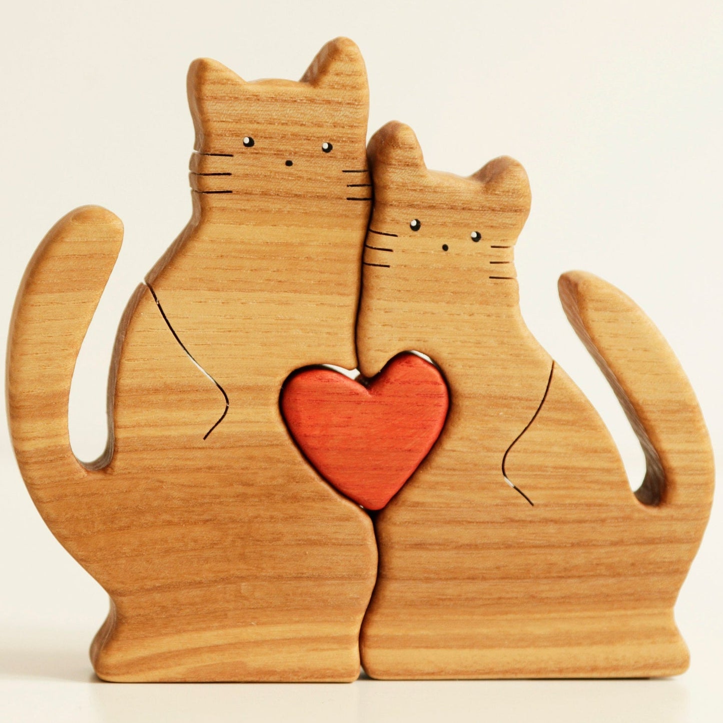 Wooden cat family puzzle