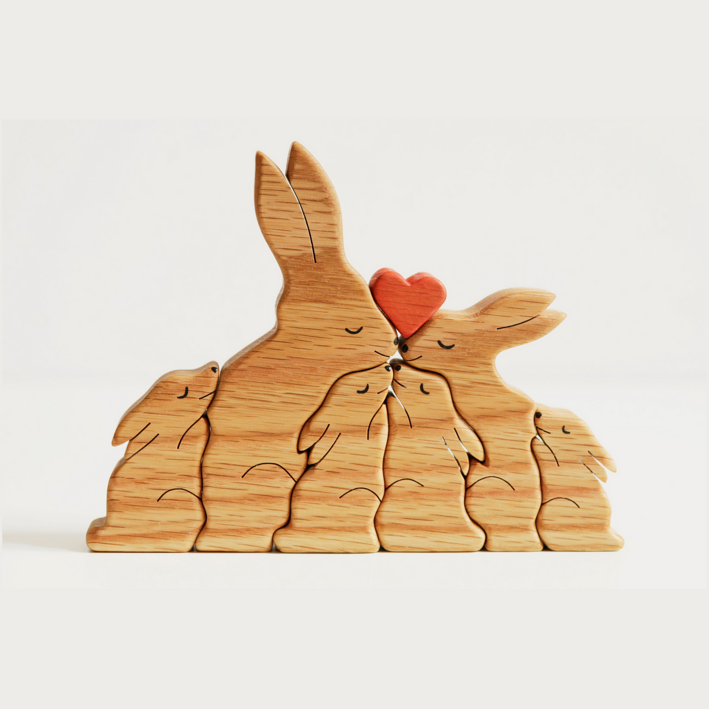 Wooden hare family puzzle