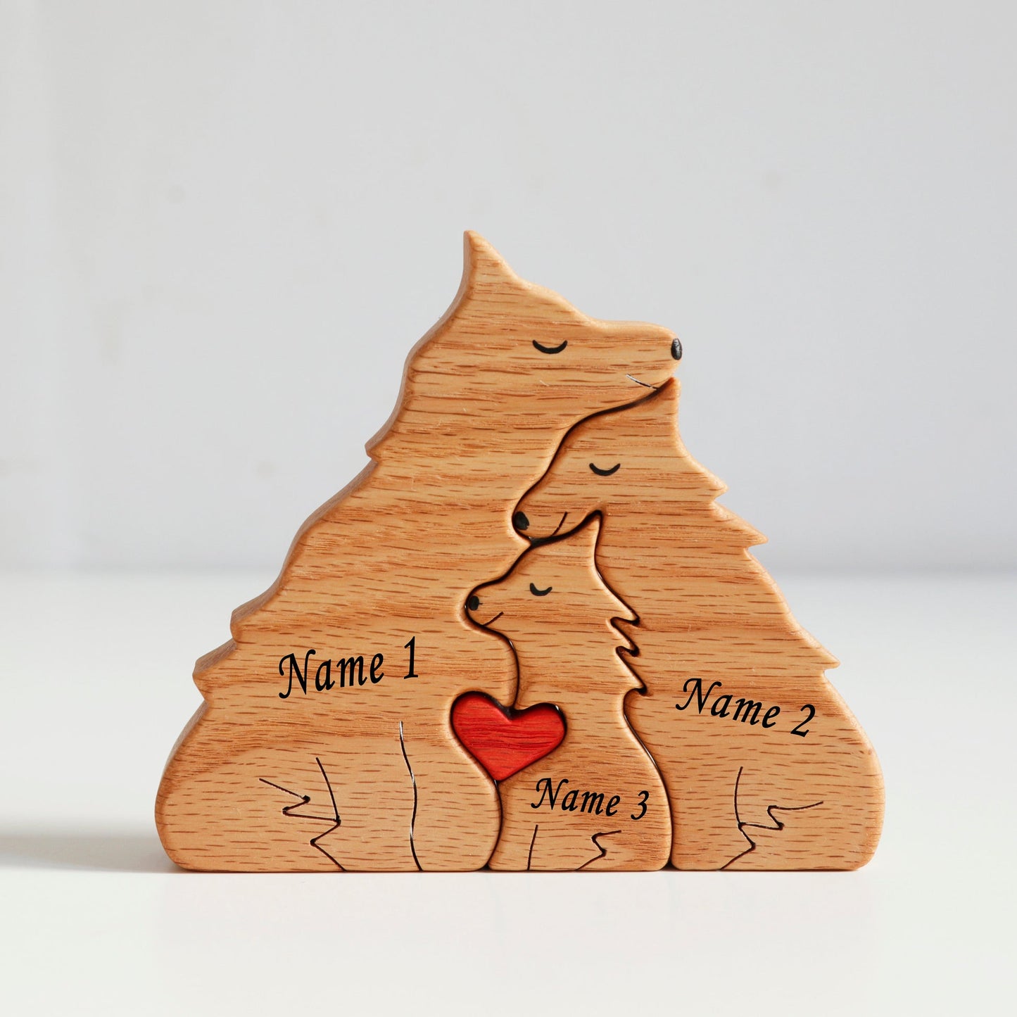Wooden wolves family puzzle