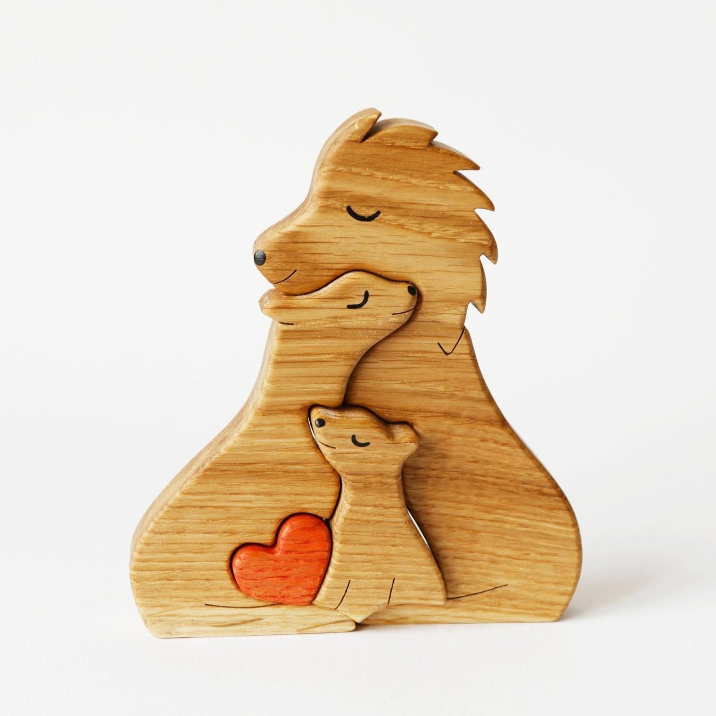 Wooden lion family puzzle